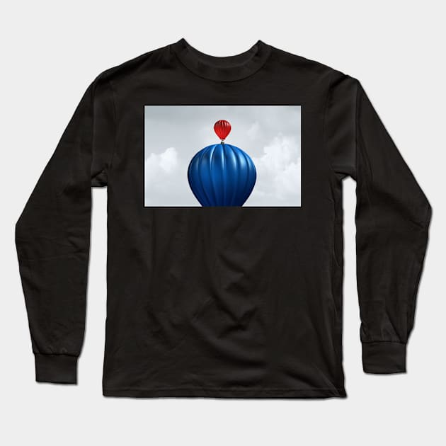 Motivational Concept as a hot air balloon Conquering a large competitor as a creative surreal conceptual idea to motivate and inspire. Long Sleeve T-Shirt by lightidea